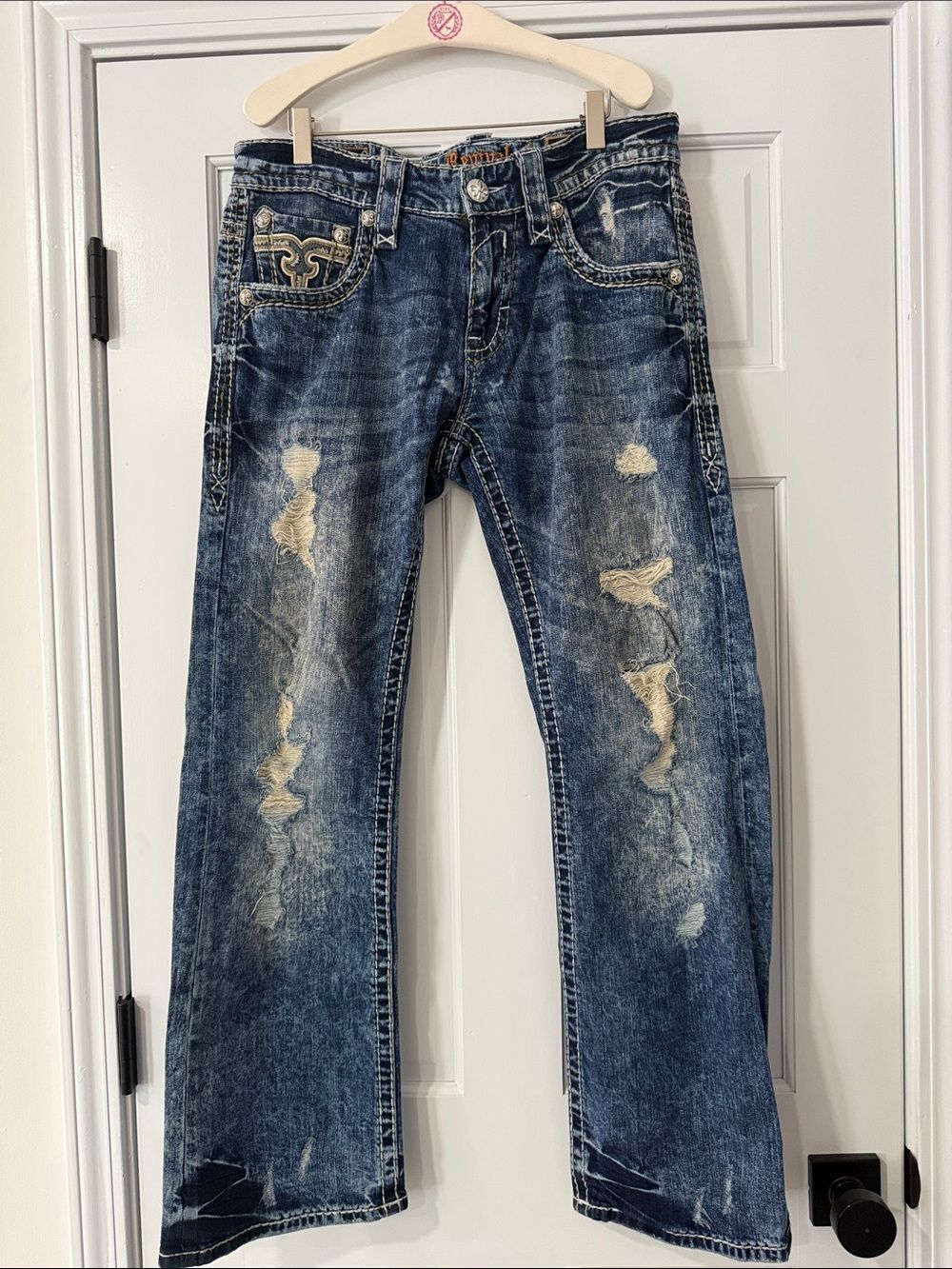 Rock Revival Scion Boot Cut Men Jeans Size 33/31 Rodeo/Western Distressed